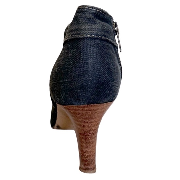 ZARA • Elegant Dark Blue Distressed Jean Material Ankle Booties Boot Shoes - Picture 4 of 13